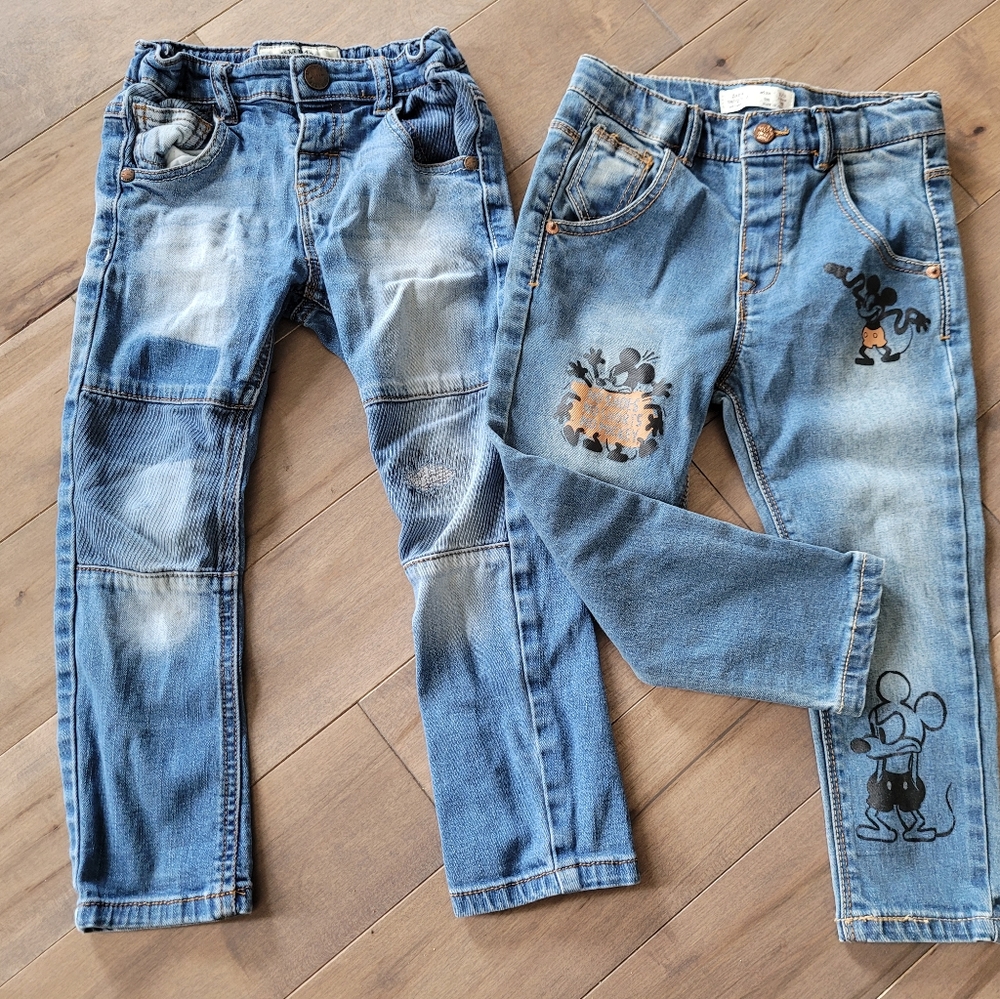2 pairs of jeans boys 3T (Mickey Mouse by Zara and Next)